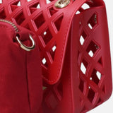 Flat Basket Borsa a mano Red and Light Gold
