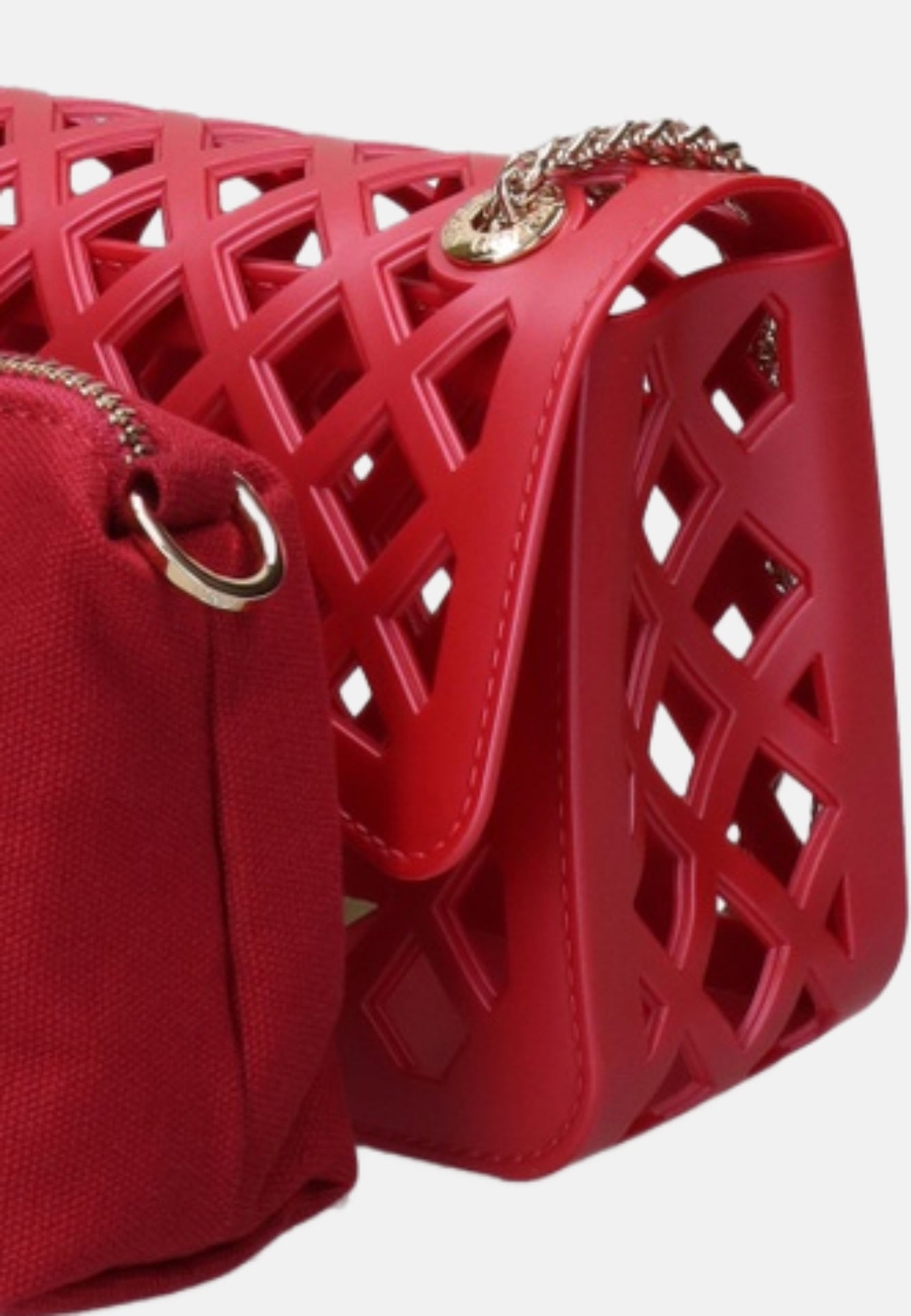 Flat Basket Borsa a mano Red and Light Gold