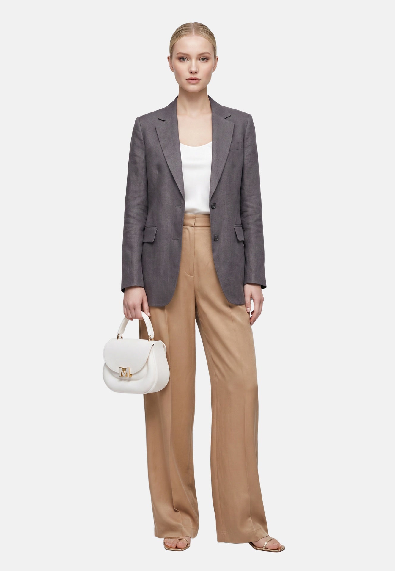 Flat Jelly 26 Borsa a mano Milky White and Light Gold