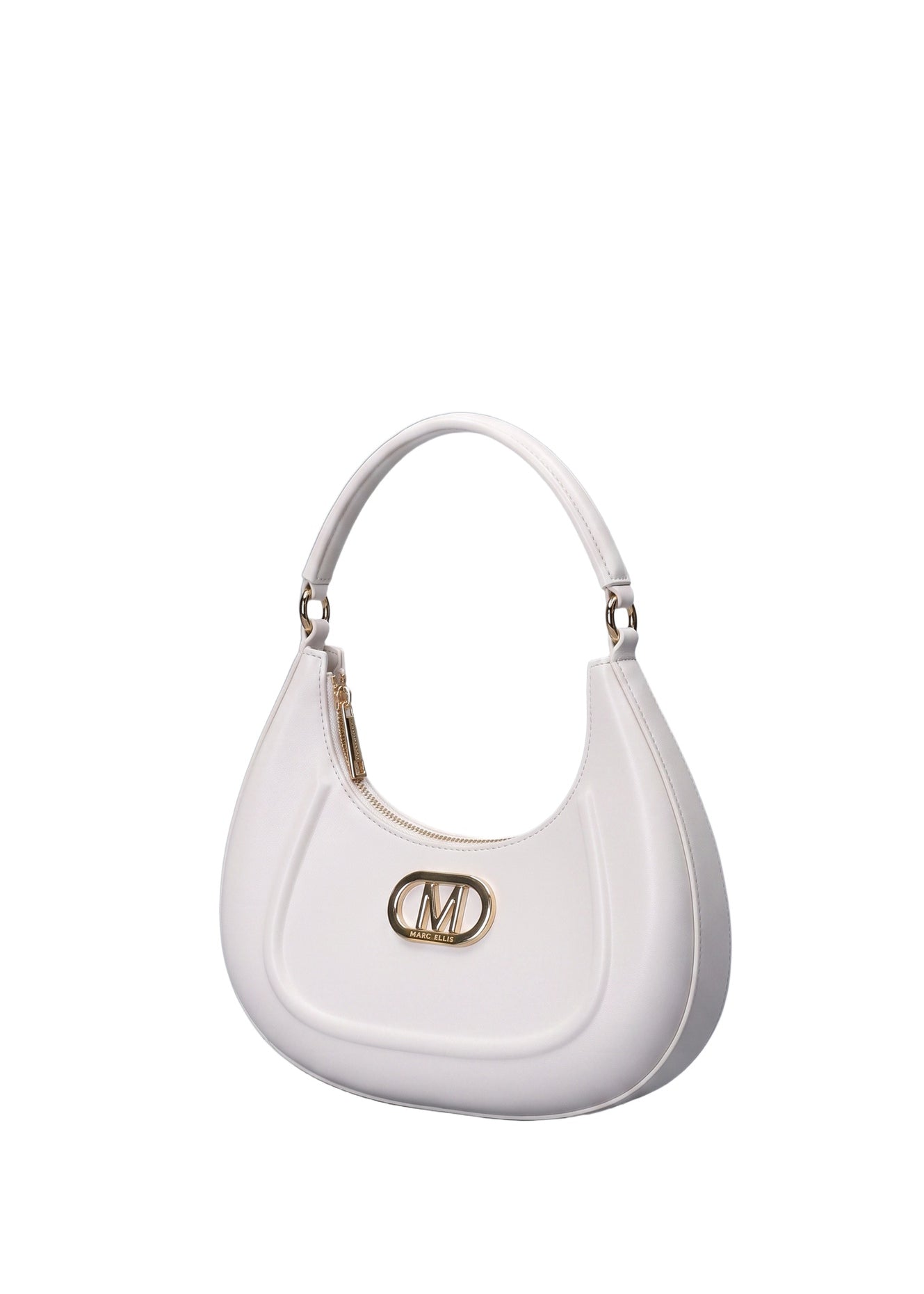 Flat Hero M Borsa a spalla Milky White and Light Gold