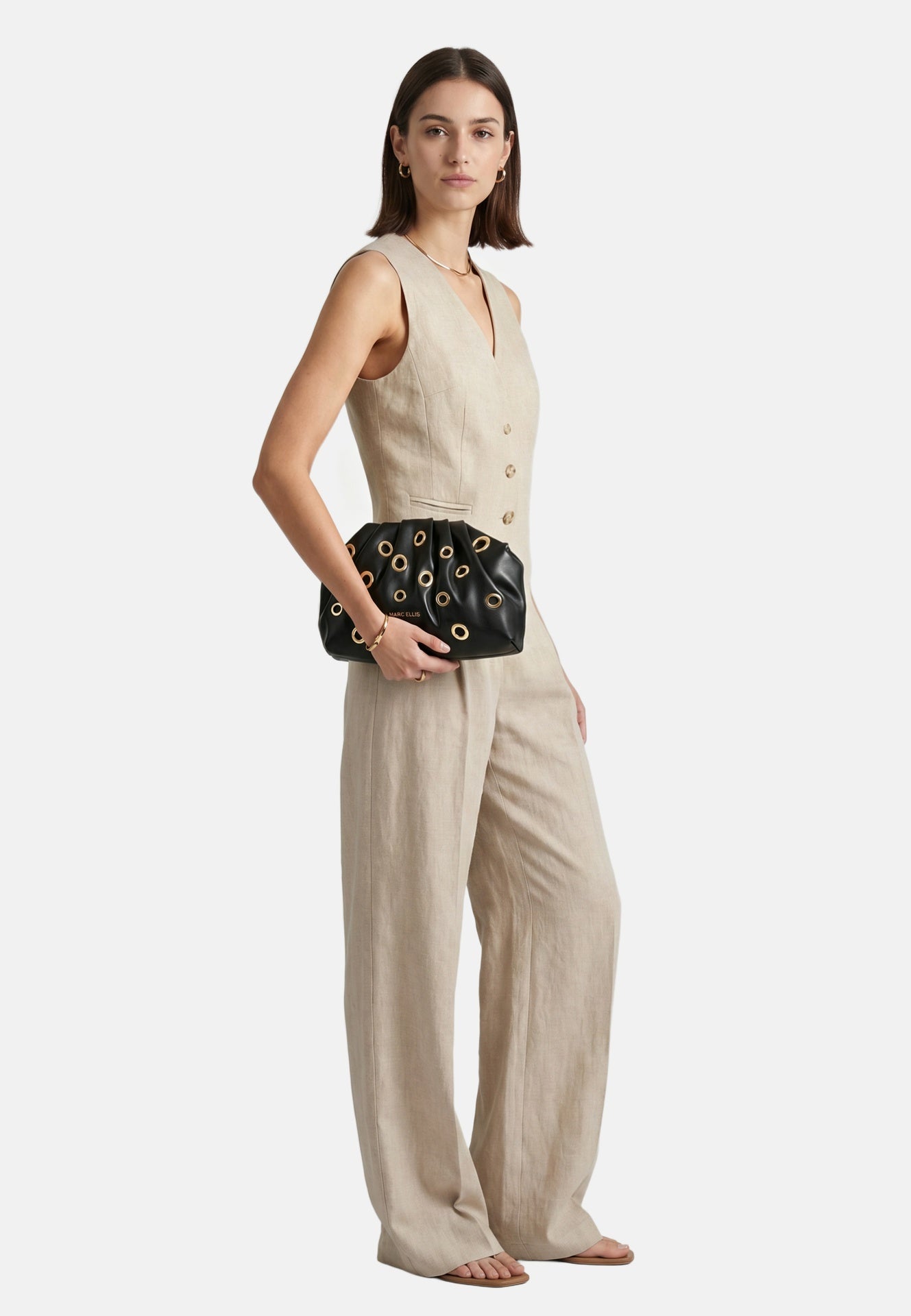 Daphne Studs Borsa a spalla Black and Gold