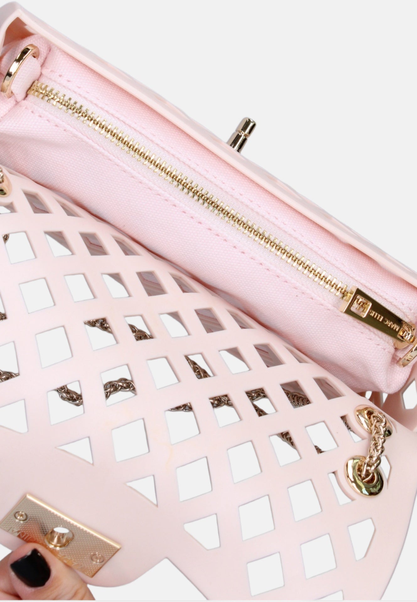 Flat Basket Borsa a mano Light Pink and Gold