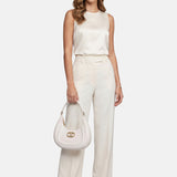 Flat Hero M Borsa a spalla Milky White and Light Gold