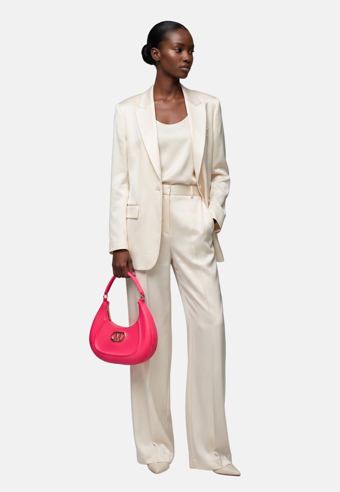 Flat Hero M Borsa a spalla Pink and Silver