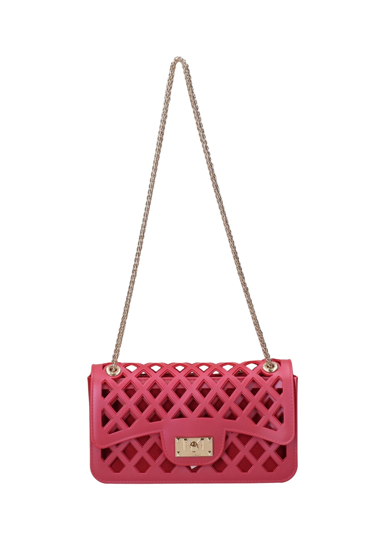 Flat Basket Borsa a mano Red and Light Gold
