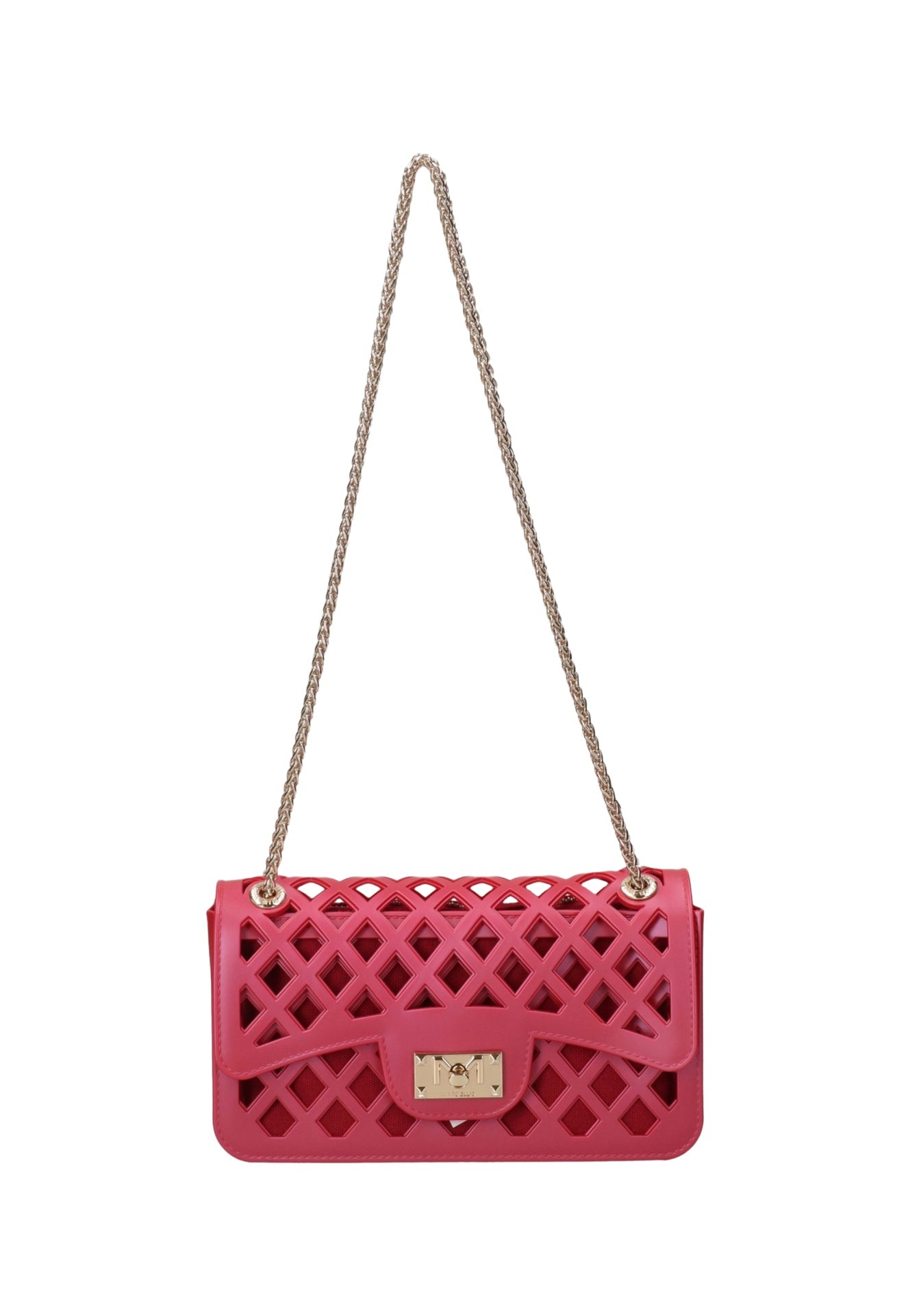 Flat Basket Borsa a mano Red and Light Gold