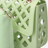 Flat Basket Borsa a mano Light Green and Gold