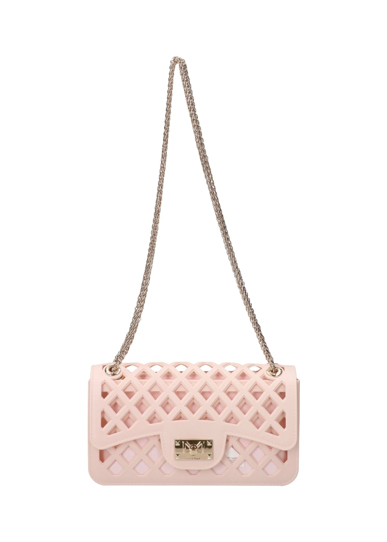 Flat Basket Borsa a mano Light Pink and Gold
