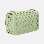 Flat Basket Borsa a mano Light Green and Gold