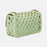 Flat Basket Borsa a mano Light Green and Gold