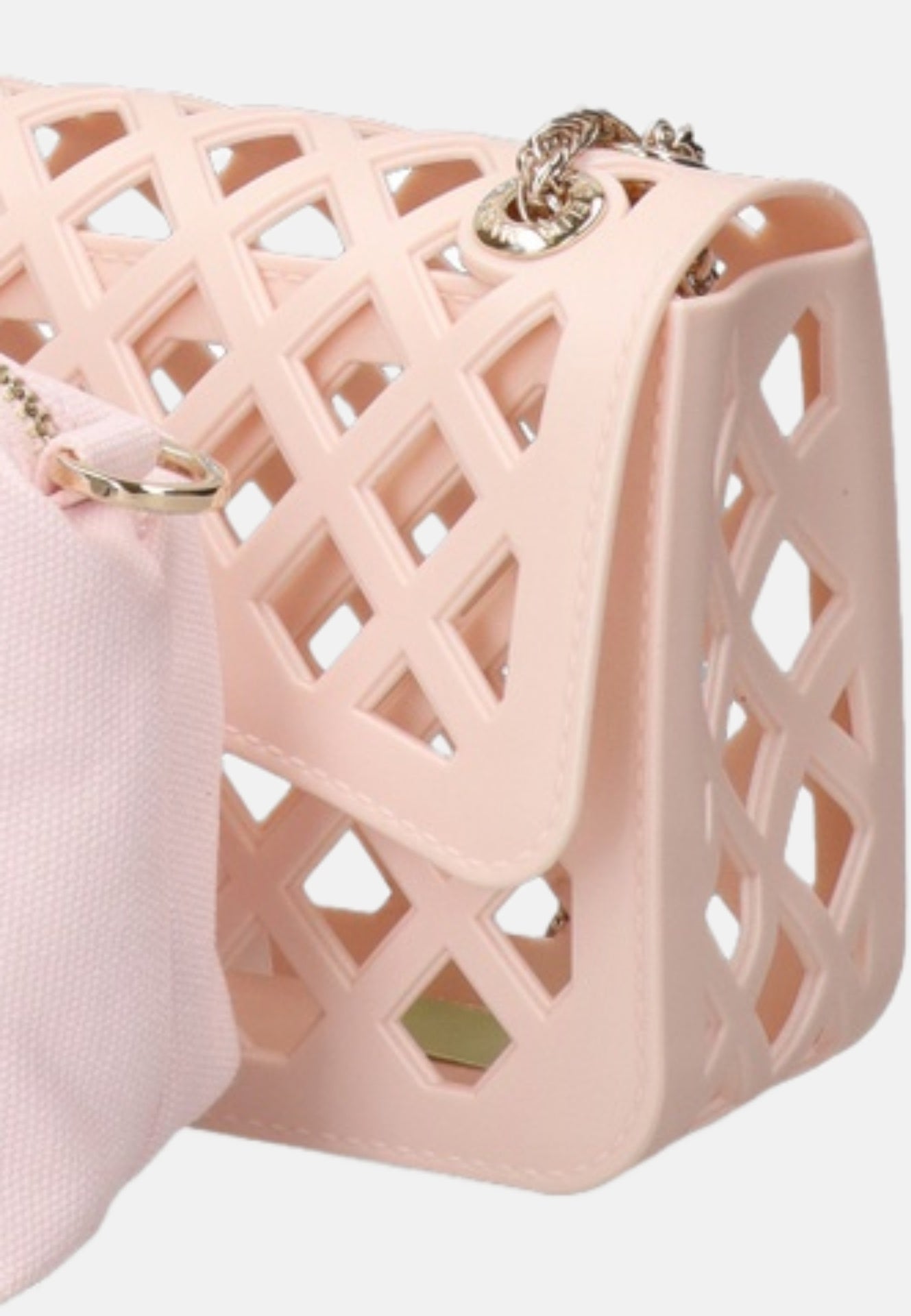 Flat Basket Borsa a mano Light Pink and Gold