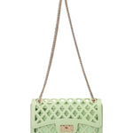Flat Basket Borsa a mano Light Green and Gold