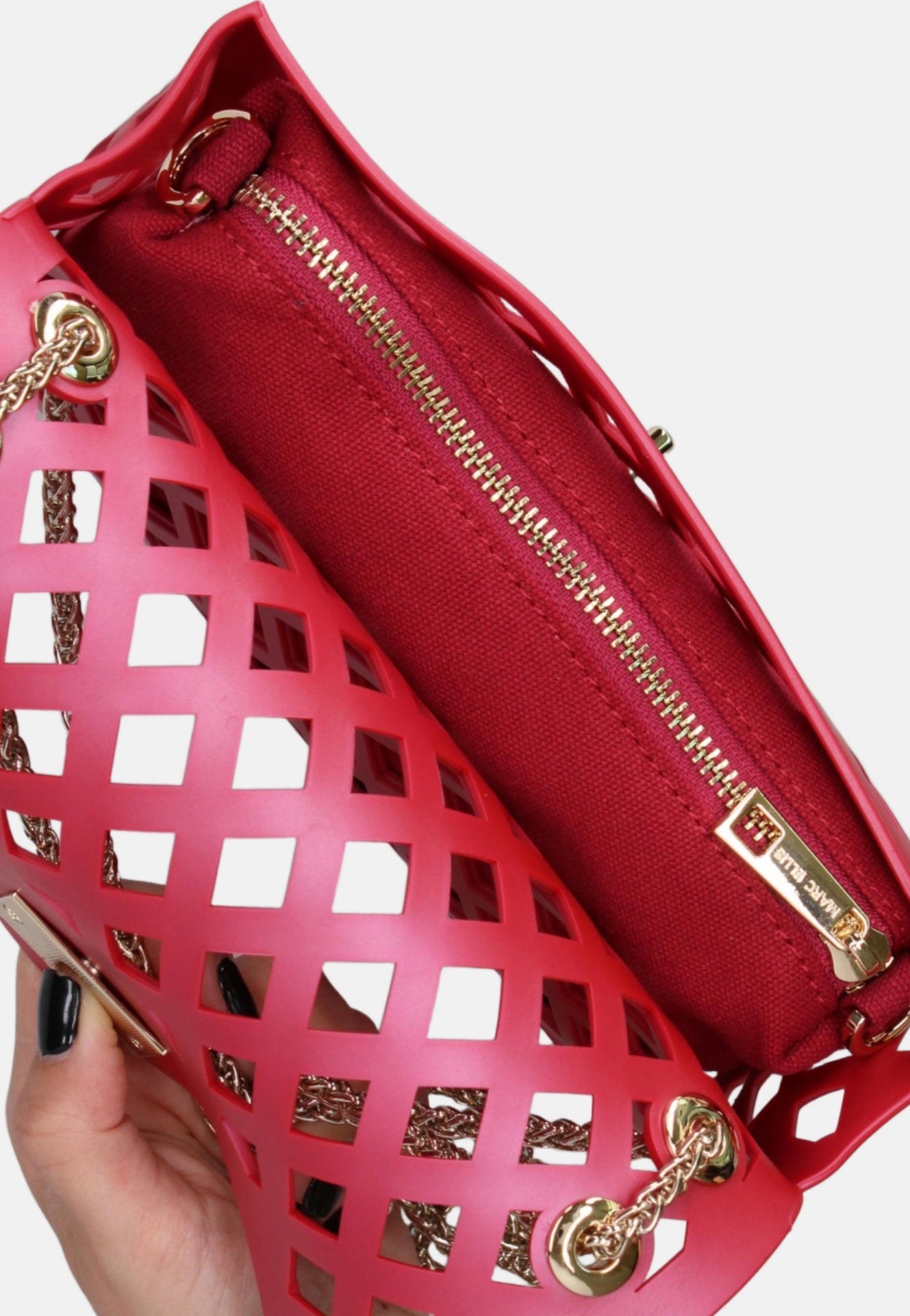 Flat Basket Borsa a mano Red and Light Gold