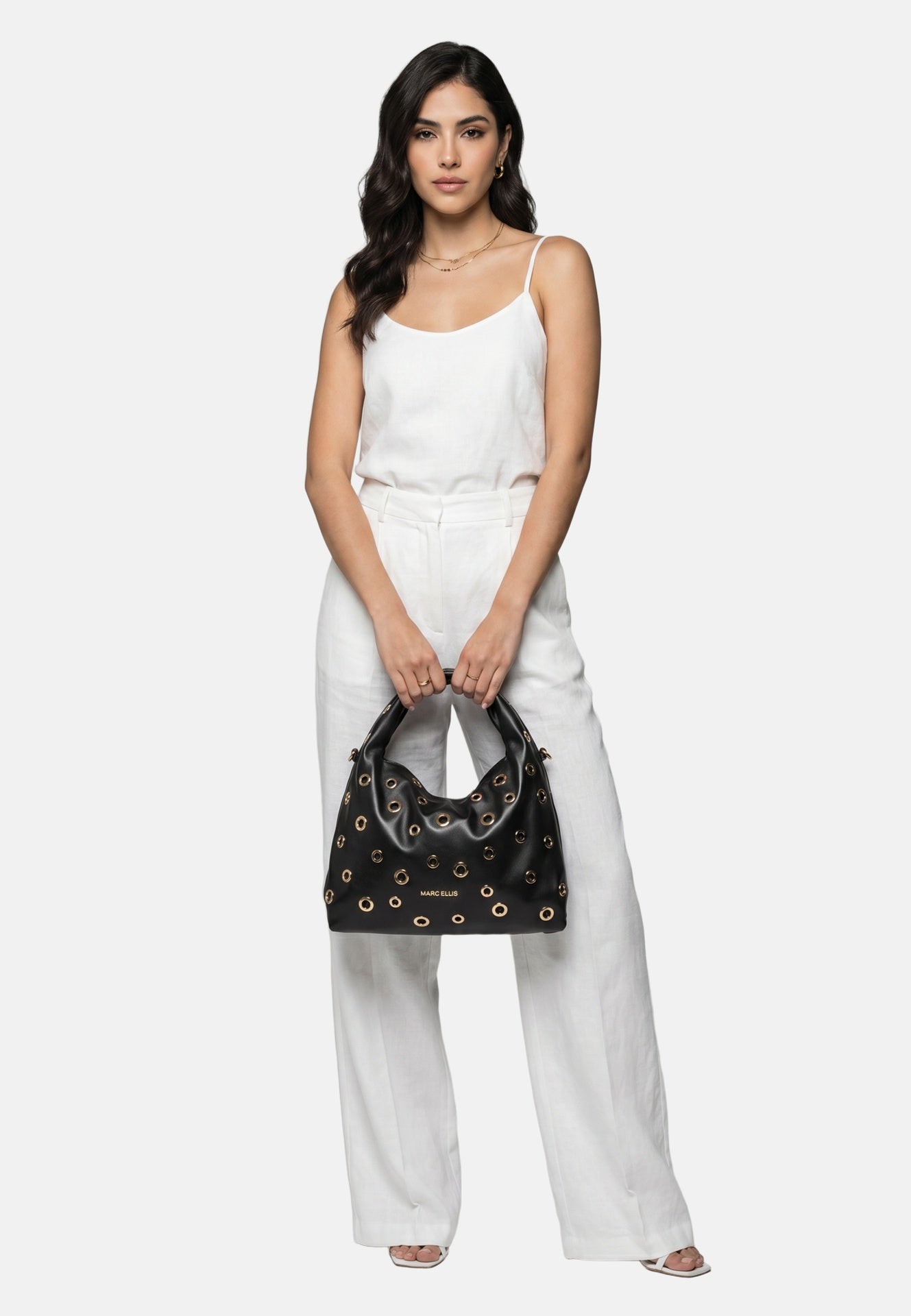 Elizabeth Studs Borsa a spalla Black and Gold